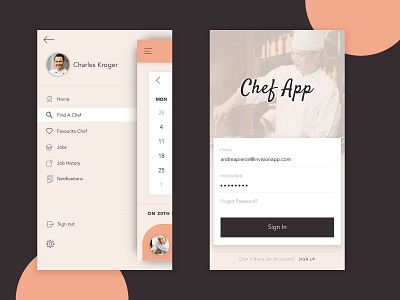 Chef App Design adobe xd app chef design dribbble food app login login screen side menu sidebar ui ui ux ux