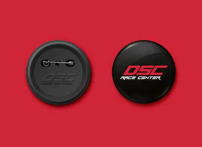 DSC Race Center pin button mockup brand identity branding design graphic design logo logo design mockup pin typography