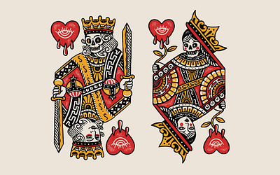 KING & QUEEN for Bad Monday Apparel artwork badge branding cmptrules design graphicdesign handrawn illustration tattoo vector vintage