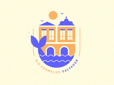 Salvador - Warmup #1 architecture badge branding church design dribbble dribbbleweeklywarmup illustration mermaid sticker sun vector warmup