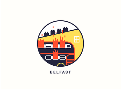 Belfast - The Troubles art belfast bus city design icon illustration illustration art print vector war