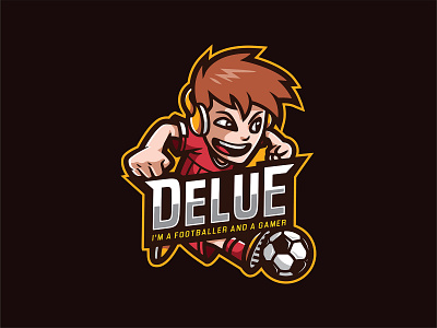 Delue E-sport Logo badge boy branding character design emblem esport esportlogo football gaming graphic graphicdesign illustration illustrator logo logodesign mascot soccer