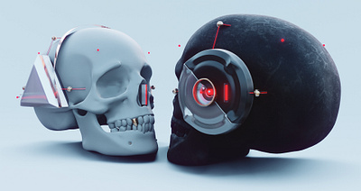 Silent MODE - 2 headphone models together. 3d 3dart art blender concept concept art industrial product product design skull