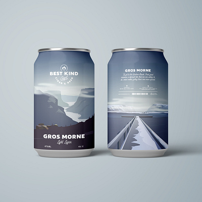 Gros Morne Light Lager Beer Can Design beer beer art beer branding beer can beer label beer label design beer labels branding branding design fjord gros morne identity design illustration mountains newfoundland vector art vector artwork vector artworks vector illustration vectorart