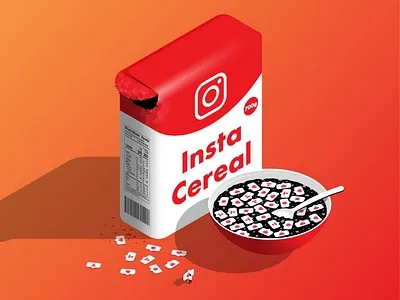 Insta Cereal 2.5d cereal character design food graphic design illustration instagram isometric like marketing social media vector vector design