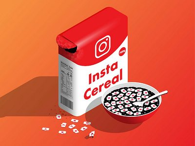 Insta Cereal 2.5d cereal character design food graphic design illustration instagram isometric like marketing social media vector vector design