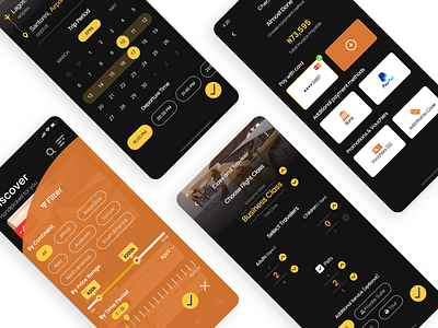 Travel App UI - Home page and Preview animation app checkout dark dark theme dark ui design flight interaction interaction design payment pixeldahn summary travel travel app typography ui ux website