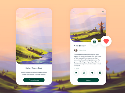 Public environmental organization app design flat illustration ui ux web website