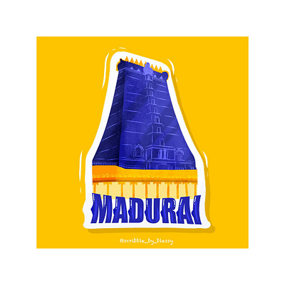 மதுரை Madurai artist colors design digitalartist drawing dribbble illustration sticker sticker mule typography vector warm colors warm up