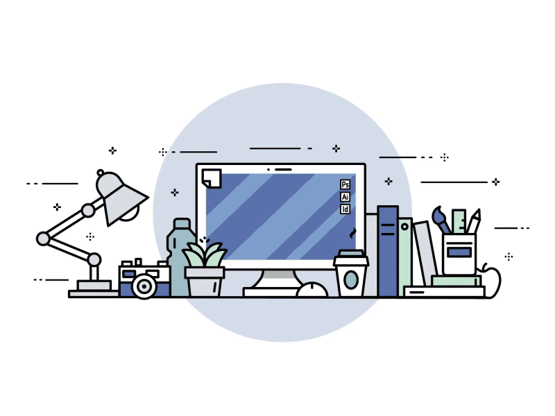Designer's Desktop animated animation desk desktop doodleart illustration illustrator