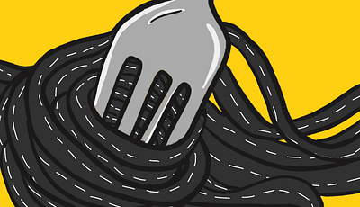 spaghetti road fork illustration road