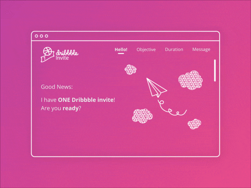 Hey! 1 Dribbble invite! animated gif animation animation after effects dribbble invitation dribbble invite flat design flat illustration graphic design graphic designer illustrator invitation invite ui design ui designer ux design ux designer vector webdesign webdesigner