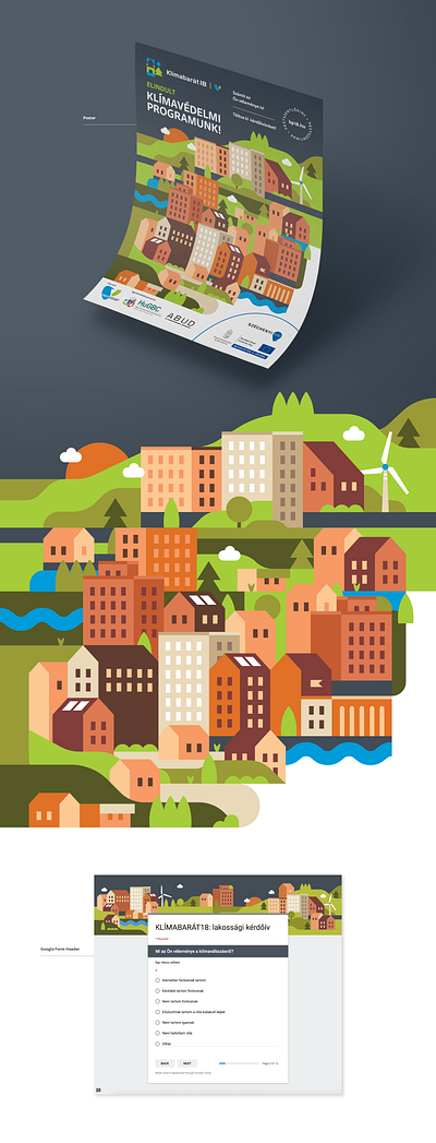 Klímabarát18 - Climate change strategy event branding building city climate cloud country eco environment global warming green greenhouse house map maps park river sunset town tree village weather