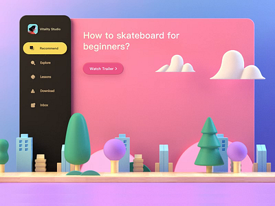 Skate girl 3d 3d illustration animation app ar c4d charachter design dashboad design fashion flat illustration skate ui ux vr