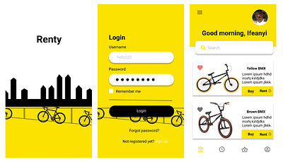 Renty continued app design bicycle figmadesign vector