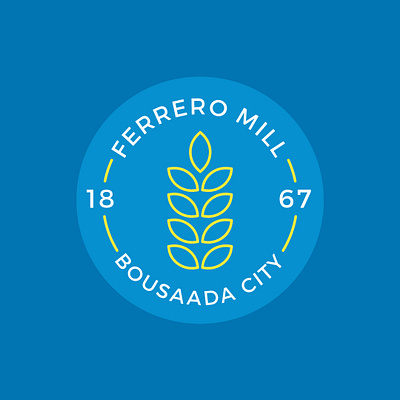 FERRERO MILL - BOU SAADA CITY art blue city design illustration logo mill yellow