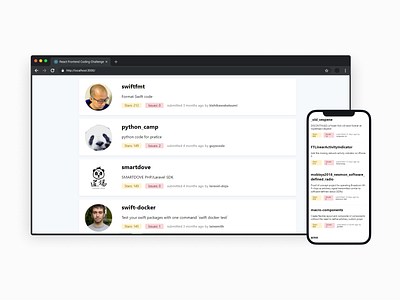 Github Popular Repos feed figma react