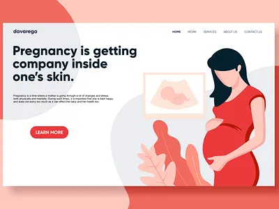 pregnant woman maternal perinatal landing page design app davarega studio design flat design flat illustration illustration landing page landing page ui simple design ui design