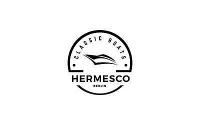 HERMESCO badge boat branding design flat icon illustrator logo minimal retro retro design ship vintage