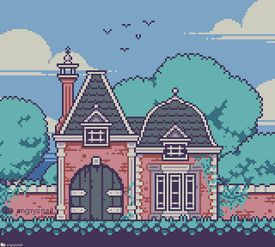 Victorian Gatehouse 16bit 8bit 8bitart architecture artwork environment design game art game design gameart illustration pixel pixel art pixelart pixels retro retro art sprite