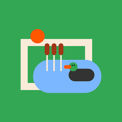 Pond Icon bold colour design flat illustration minimal vector