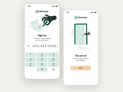 WhatsApp redesign – Create an account account app app design chat clean create illustration minimal mobile number phone procreate redesign sign in sign up signup ui ux uxdesign whatsapp