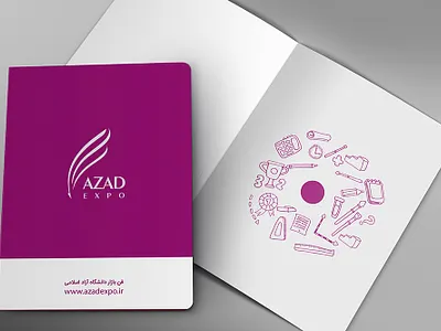 azadexpo branding folder design illustration logo