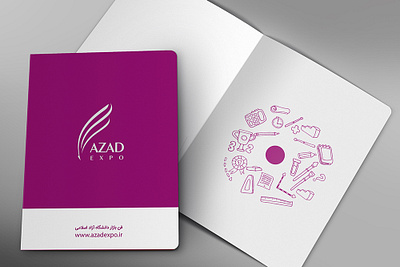 azadexpo branding folder design illustration logo
