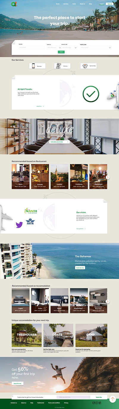 Landing Page for April's Travel branding design landing page design landingpage mockup ui ux web website