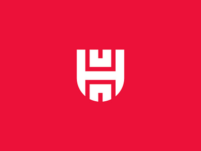 H LETTER LOGO brand brand identity branding castle design h letter icon insurance logo logo design logodesign minimal print red symbol unused