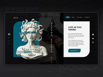 Tattoo studio website design adobe photoshop adobe xd branding design interface logo minimal tattoo typography ui web webdesign website