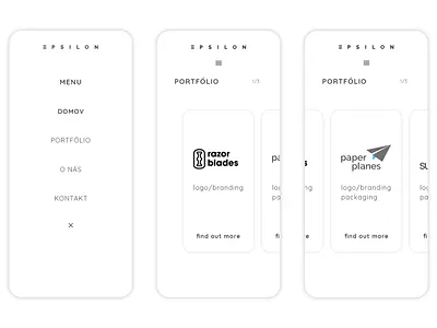 Menu and portfolio section | Espilon web | Mobile version | 2/3 design minimal minimalistic mobile mobile version responsive ui ui design ux ux design web web design white