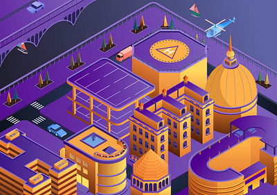 city isometric illustration 2.5d design illustraion isometric design vector