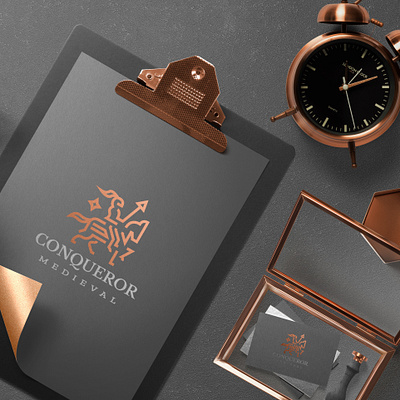 Conqueror Branding bold branding branding and identity branding design horse icon identity kingdom knight line logo majesty mark medieval monogram sophisticated