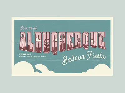 Postcard Poster albuquerque ballon design festival hand lettering hot air balloon illustration illustrator postcard poster vector vintage