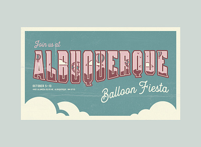 Postcard Poster albuquerque ballon design festival hand lettering hot air balloon illustration illustrator postcard poster vector vintage