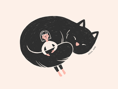 Bed-cat cat cat illustration cozy cute illustration digital art digital illustration illustration illustration art illustrator minimal minimalistic procreate simple illustration