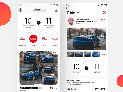 Car rental App Ui app application book booking car category date design ios rent rental ui