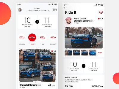 Car rental App Ui app application book booking car category date design ios rent rental ui