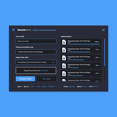 Encrypted File Sharing UI adobe android app challenge cloud daily design encryption figma file files filing ios send storage ui upload ux web xd