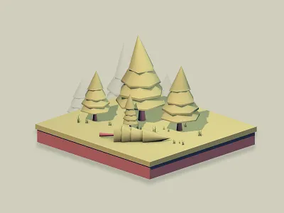 Tree style #1 3d c4d cartoon cinema4d design geneva illustration isometric land lordzlz lowpoly model poly test tree