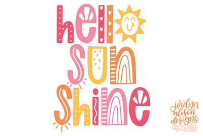 Hello Sunshine Hand Lettered Design design hand lettered hand lettering happy day spot lettering typography