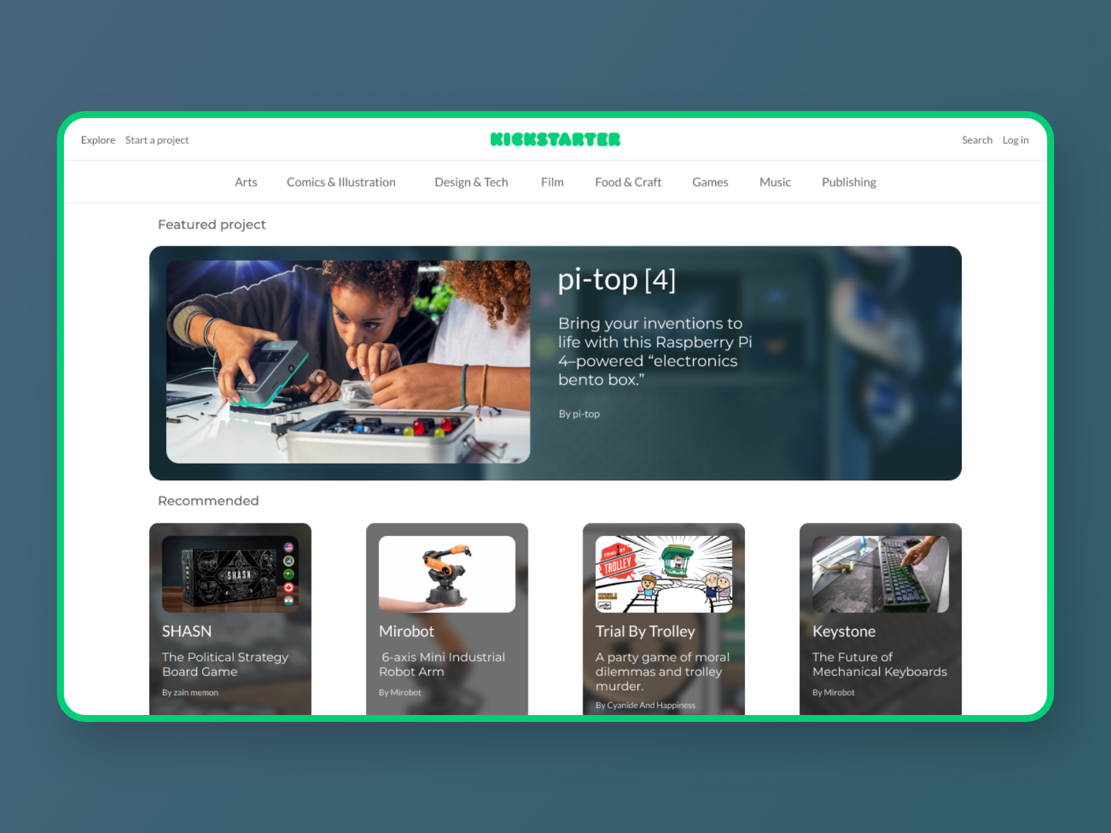 kickstarter website concept by Yosif on Dribbble