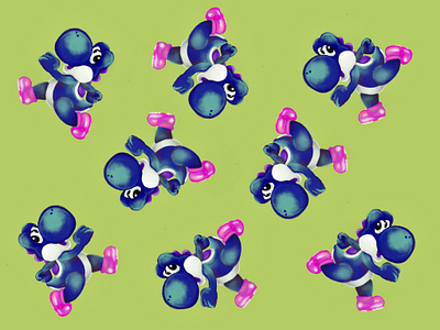 Yoooshi-Blue chicago doodles fanart illustration mariokart nintendo procreate yoshi