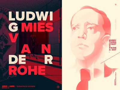 Everything starts from a dot - Ludwig MiesVan Der Rohe architect bauhaus bauhaus100 color design geometric graphic design illustration poster vector wflemming