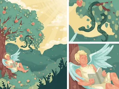 Good Omens / Great Vibes book illustration digital digital illustration doodles good omens illustration ipad pro landscape neil gaiman procreate whimsical