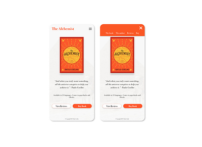 1b) landing page for The Alchemist book #dailyui #003 design mobileapp ui ux
