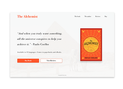 1a) landing page (web) for The Alchemist book #dailyui #003 design ui ux