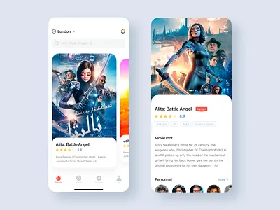 Movie ticket application home page movie movie app ps ui 卷筒纸 商标 插图 设计