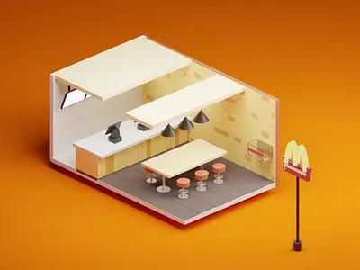 McDonald's artist artwork black burger coca cola coke colors designer french fries fries mcd mcdonald mcdonalds orange